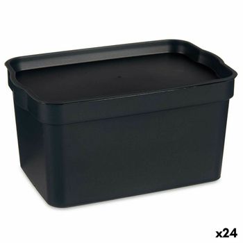 Caja De Almacenaje Con Tapa Antracita Plástico 2,3 L 13,5 X 11 X 20 Cm (24 Unidades)