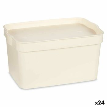 Caja De Almacenaje Con Tapa Crema Plástico 2,3 L 13,5 X 11 X 20 Cm (24 Unidades)