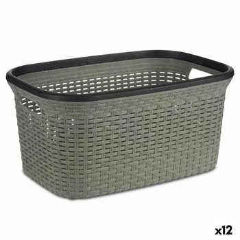 Cesto Para La Ropa Gris Plástico 36 L 36 X 25,5 X 53 Cm (12 Unidades)