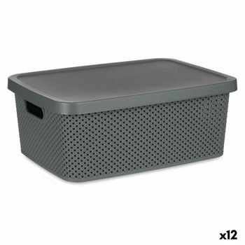 Caja De Almacenaje Con Tapa Antracita Plástico 13 L 28 X 15,5 X 39 Cm (12 Unidades)