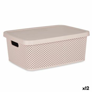 Caja De Almacenaje Con Tapa Rosa Plástico 13 L 28,5 X 15 X 38,5 Cm (12 Unidades)