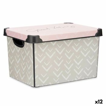 Caja De Almacenaje Con Tapa Vibes Flechas 22 L Rosa Plástico 30 X 23,5 X 40 Cm (12 Unidades)