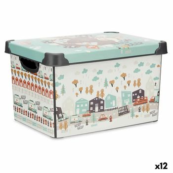 Caja De Almacenaje Con Tapa Infantil Carretera 22 L Plástico 29,5 X 23,5 X 39,5 Cm (12 Unidades)