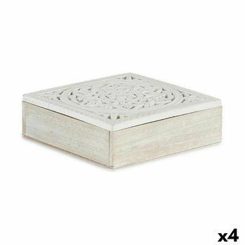 Caja Decorativa Blanco Madera 22 X 7,5 X 22 Cm (4 Unidades)