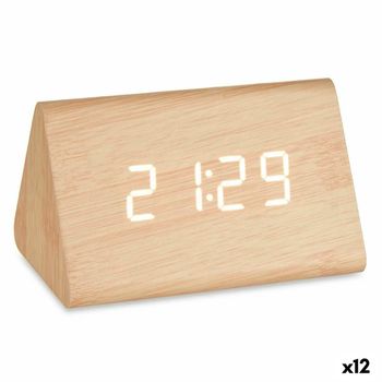 Reloj Digital De Sobremesa Marrón Pvc Madera Mdf 11,7 X 7,5 X 8 Cm (12 Unidades)