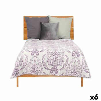 Colcha Reversible 240 X 260 Cm Blanco Morado (6 Unidades)