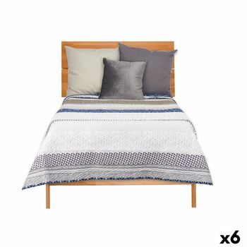 Colcha Reversible 180 X 260 Cm Hexágonos Azul Blanco Gris (6 Unidades)