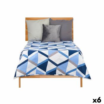 Colcha Reversible 180 X 260 Cm Azul Blanco (6 Unidades)