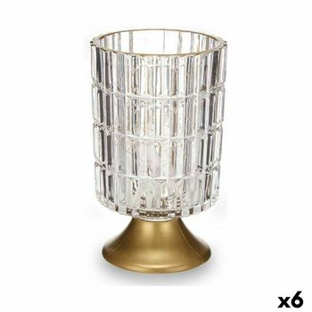 Farol Led Transparente Dorado Vidrio 10,7 X 18 X 10,7 Cm (6 Unidades)