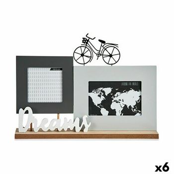 Portafotos Dreams Bicicleta Blanco Negro Gris Madera 6 X 27 X 37,5 Cm (6 Unidades)