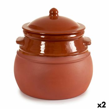 Olla Con Tapa Barro Cocido 4,5 L 25 X 27 X 25 Cm (2 Unidades)