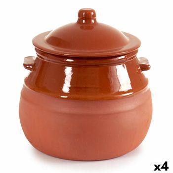 Olla Con Tapa Barro Cocido 2 L 19 X 20,5 X 18 Cm (4 Unidades)