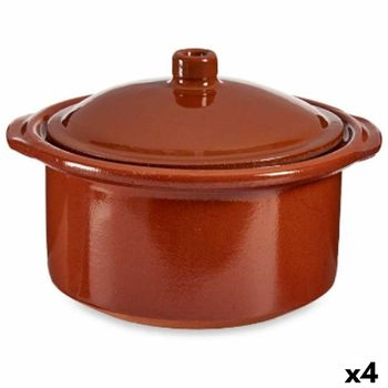 Olla Con Tapa Barro Cocido 1,5 L 22 X 14,5 X 20 Cm (4 Unidades)