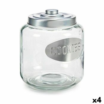 Tarro De Galletas Plateado Metal 400 Ml 19 X 22,5 X 19 Cm (4 Unidades)