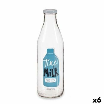 Botella De Cristal Leche Transparente Metal Vidrio 1 L (6 Unidades)