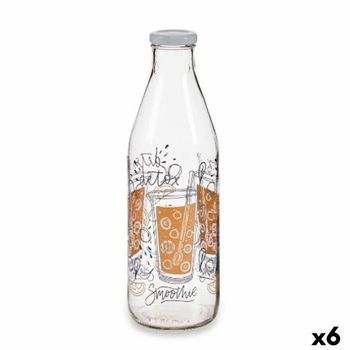 Botella De Cristal Zumo Transparente Metal Vidrio 1 L (6 Unidades)