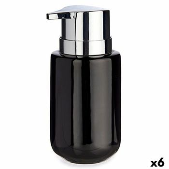 Dispensador De Jabón Negro Plateado Metal Cerámica 350 Ml (6 Unidades)