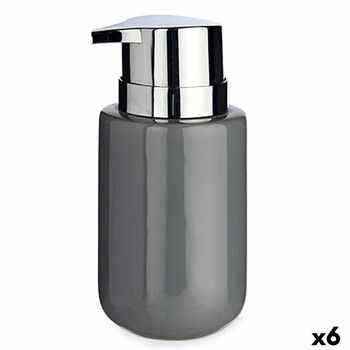 Dispensador De Jabón Gris Plateado Metal Cerámica 350 Ml (6 Unidades)