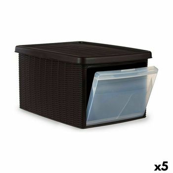 Caja de Almacenaje con Tapa Gris Plástico 6 L (21,5 x 11 x 32 cm) (12  Unidades)