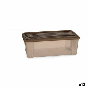 Caja de Almacenaje con Tapa Beige Plástico 13 L 28 x 15 x 39 cm (12  Unidades) 