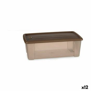 Caja de Almacenaje con Tapa 17,5 x 12,5 x 24 cm Marrón Plástico 3,5 L