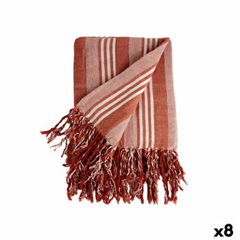 Foulard Multiusos Rayas 235 X 205 Cm Blanco Rojo (8 Unidades)