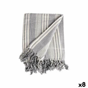 Foulard Multiusos Rayas 235 X 205 Cm Blanco Gris (8 Unidades)