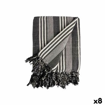 Foulard Multiusos Rayas 235 X 205 Cm Blanco Gris (8 Unidades)