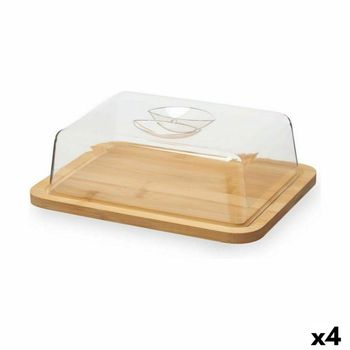 Tabla Para Quesos Con Tapa Marrón Transparente Bambú 19,1 X 7,5 X 25,1 Cm (4 Unidades)