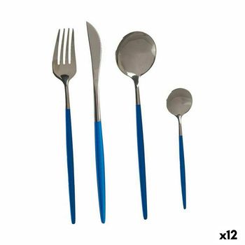 Set De Cubiertos Azul Plateado Acero Inoxidable (12 Unidades)