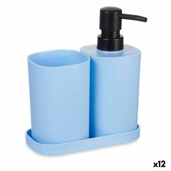 Set De Baño Azul Negro Polipropileno (12 Unidades)