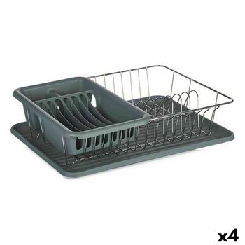 Escurridor Para Fregadero Gris Metal Plástico 43,5 X 11 X 33,5 Cm (4 Unidades)