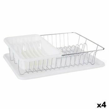 Escurridor Para Fregadero Blanco Metal Plástico 43,5 X 11 X 33,5 Cm (4 Unidades)