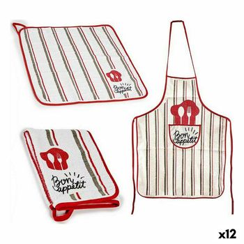 Set De Cocina Bon Appetit 2 Piezas Blanco Rojo (12 Unidades)