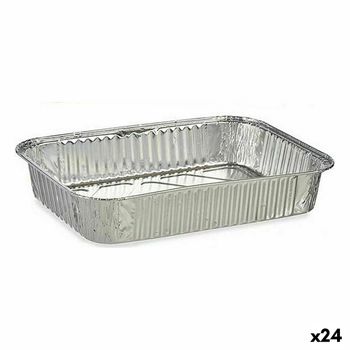 Set De Fuentes De Cocina Desechable Rectangular Aluminio 31,5 X 6,5 X 20,5 Cm (24 Unidades)