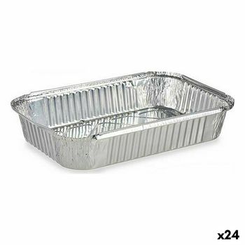 Set De Fuentes De Cocina Desechable Con Tapa Aluminio 21 X 6 X 30,5 Cm (24 Unidades)