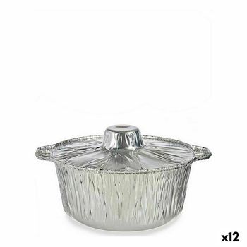 Set De Fuentes De Cocina Desechable Olla Con Tapa Aluminio 25,5 X 22 X 9,5 Cm (12 Unidades)