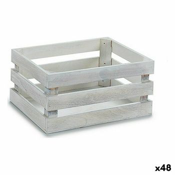 Caja Decorativa Blanco Madera De Álamo 22 X 9 X 13 Cm (48 Unidades)