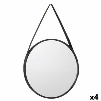 Espejo De Pared Negro Cristal Polipiel 45 X 45 X 3 Cm (4 Unidades)