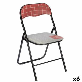 Silla Plegable Hand Made Marrón Negro Gris Pvc Metal 43 X 46 X 78 Cm (6 Unidades)