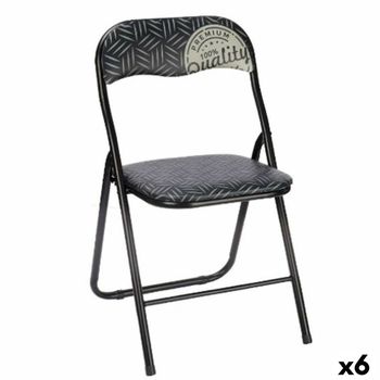 Silla Plegable Quality Negro Gris Pvc Metal 43 X 46 X 78 Cm (6 Unidades)