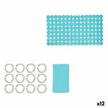 Set De Baño Azul Pvc Polietileno Eva (12 Unidades)