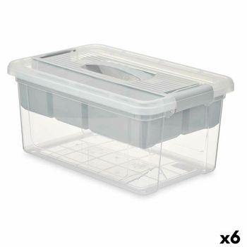 Caja Multiusos Gris Transparente Plástico 9 L 35,5 X 17 X 23,5 Cm (6 Unidades)