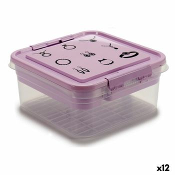 Caja-joyero Morado Transparente Plástico 24,5 X 11,5 X 26 Cm (12 Unidades)