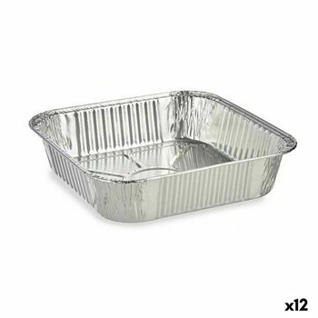 Set De Fuentes De Cocina Desechable Cuadrado Aluminio 20,5 X 6,5 X 20,5 Cm (12 Unidades)