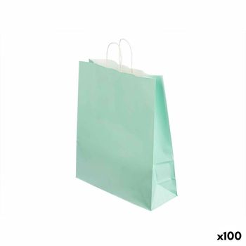 Bolsa De Papel Verde 32 X 12 X 50 Cm (100 Unidades)