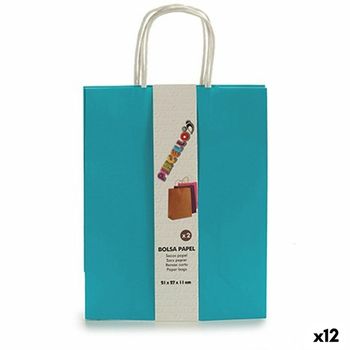 Set De Bolsas Papel Azul 11 X 36 X 21 Cm (12 Unidades)