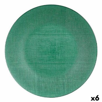 Plato Llano Verde Vidrio 32,5 X 2,5 X 32,5 Cm (6 Unidades)