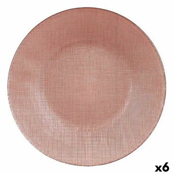 Plato Llano Rosa Vidrio 26,6 X 2 X 26,6 Cm (6 Unidades)