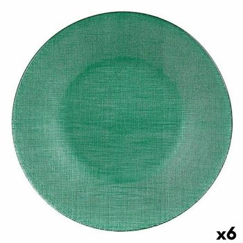 Plato Llano Verde Vidrio 27,5 X 2 X 27,5 Cm (6 Unidades)